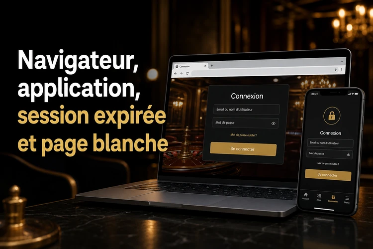 Navigateur, application, session expirée et page blanche